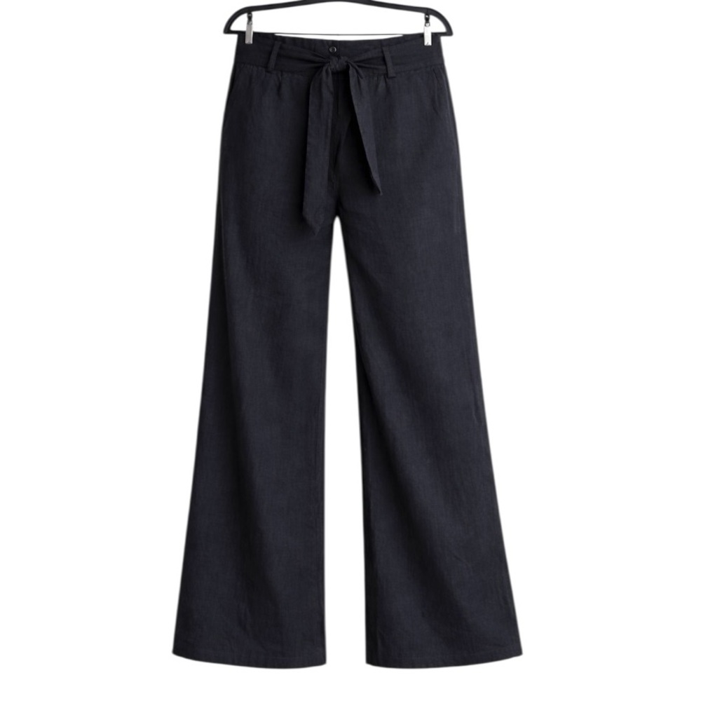 São Paulo Black Linen Wide Leg Pants Size 14 - Picture 2 of 5